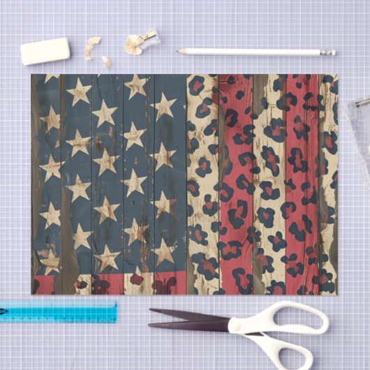 Rustic American Flag Leopard Print (1) 薄葉紙 (クラフト)