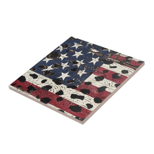 Rustic American Flag Leopard Print (2) タイル (側面)
