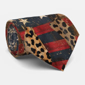 Rustic American Flag Leopard Print (2) ネクタイ (ロール)
