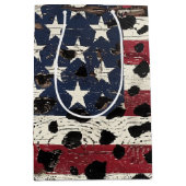 Rustic American Flag Leopard Print (2) ミディアムペーパーバッグ (正面)
