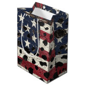 Rustic American Flag Leopard Print (2) ミディアムペーパーバッグ (裏面アングル)