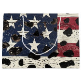 Rustic American Flag Leopard Print (2) ラージペーパーバッグ (正面)