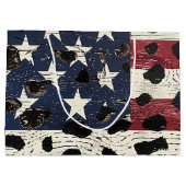 Rustic American Flag Leopard Print (2) ラージペーパーバッグ (裏面)