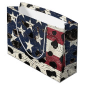 Rustic American Flag Leopard Print (2) ラージペーパーバッグ (裏面アングル)
