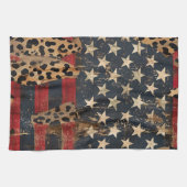 Rustic American Flag Leopard Print (3) キッチンタオル (横)