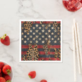 Rustic American Flag Leopard Print (3) スタンダードカクテルナプキン (インサイチュ)