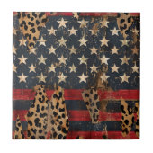 Rustic American Flag Leopard Print (3) タイル (正面)