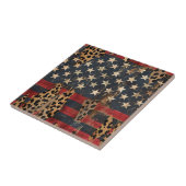 Rustic American Flag Leopard Print (3) タイル (側面)