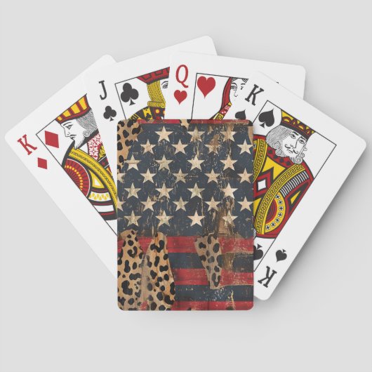 Rustic American Flag Leopard Print (3) トランプ (裏面)