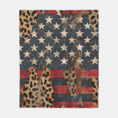 Rustic American Flag Leopard Print (3) フリースブランケット (正面)