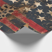 Rustic American Flag Leopard Print (3) ラッピングペーパー (角)