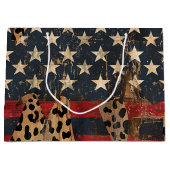Rustic American Flag Leopard Print (3) ラージペーパーバッグ (正面)