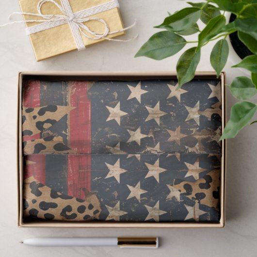 Rustic American Flag Leopard Print (3) 薄葉紙 (ギフト)
