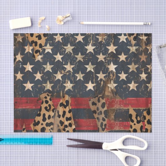 Rustic American Flag Leopard Print (3) 薄葉紙 (クラフト)
