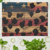 Rustic American Flag Leopard Print (4) キッチンタオル (折り畳み)