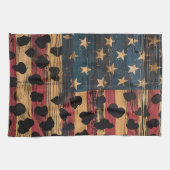 Rustic American Flag Leopard Print (4) キッチンタオル (横)