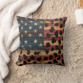 Rustic American Flag Leopard Print (4) クッション (ブランケット)