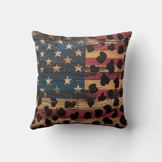 Rustic American Flag Leopard Print (4) クッション (裏面)