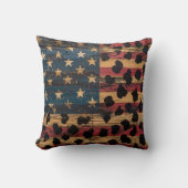 Rustic American Flag Leopard Print (4) クッション (正面)