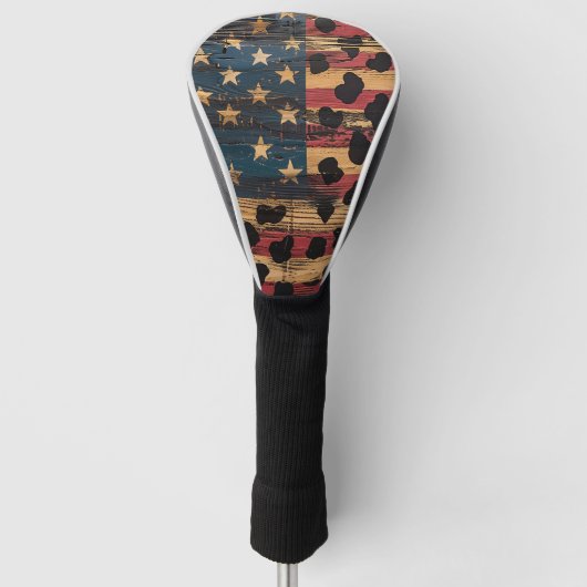 Rustic American Flag Leopard Print (4) ゴルフヘッドカバー (正面)