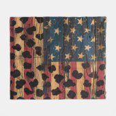 Rustic American Flag Leopard Print (4) フリースブランケット (正面(横))