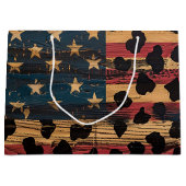 Rustic American Flag Leopard Print (4) ラージペーパーバッグ (正面)