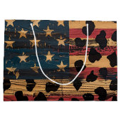 Rustic American Flag Leopard Print (4) ラージペーパーバッグ (裏面)