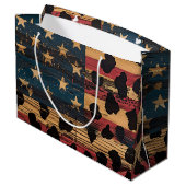 Rustic American Flag Leopard Print (4) ラージペーパーバッグ (裏面アングル)