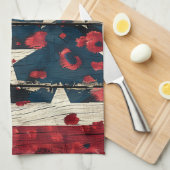 Rustic American Flag Leopard Print (5) キッチンタオル (四つ折り)