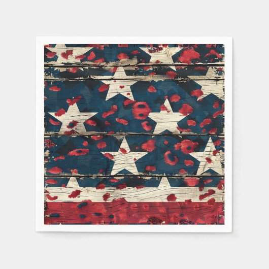 Rustic American Flag Leopard Print (5) スタンダードカクテルナプキン (正面)