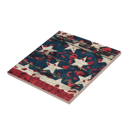 Rustic American Flag Leopard Print (5) タイル (側面)
