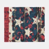 Rustic American Flag Leopard Print (5) フリースブランケット (正面(横))