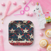 Rustic American Flag Leopard Print (5) ペーパープレート (パーティー)
