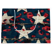 Rustic American Flag Leopard Print (5) ラージペーパーバッグ (正面)