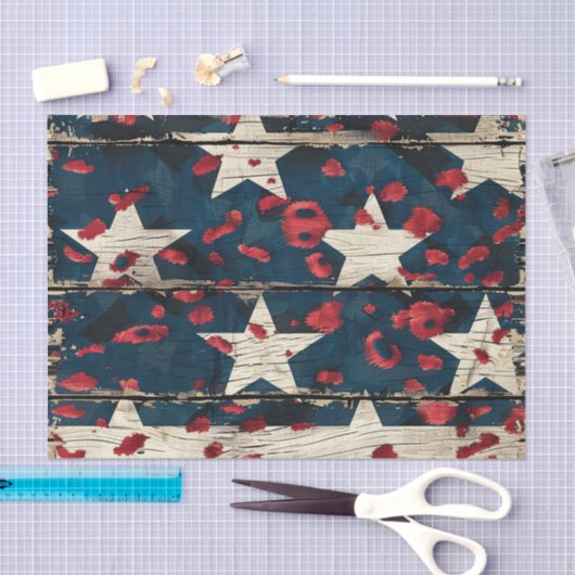 Rustic American Flag Leopard Print (5) 薄葉紙 (クラフト)