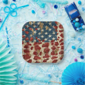 Rustic American Flag Leopard Print (6) ペーパープレート (パーティー)