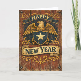 Rustic Americana Eagle Shield New Year シーズンカード