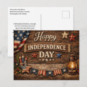 Rustic Americana Independence Day シーズンポストカード (正面/裏面)