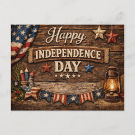 Rustic Americana Independence Day シーズンポストカード