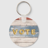 Rustic Americana Wood Plank Vote キーホルダー (正面)