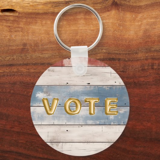 Rustic Americana Wood Plank Vote キーホルダー (裏面)