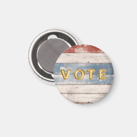 Rustic Americana Wood Plank Vote マグネット (正面/裏面)
