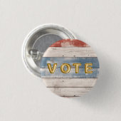 Rustic Americana Wood Plank Vote 缶バッジ (正面&裏面)