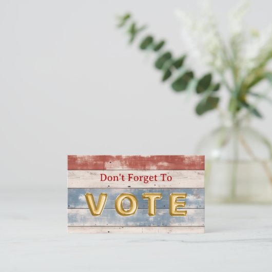 Rustic Americana Wood Plank Vote Reminder 名刺 (スタンド正面)