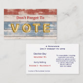 Rustic Americana Wood Plank Vote Reminder 名刺 (正面/裏面)