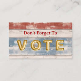 Rustic Americana Wood Plank Vote Reminder 名刺
