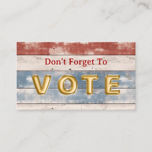 Rustic Americana Wood Plank Vote Reminder 名刺 (正面)