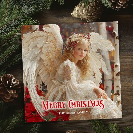 Rustic angelic angel digital holiday greeting card シーズンカード