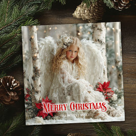 Rustic angelic angel red gold festive beautiful  シーズンカード