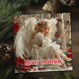 Rustic angelic angel red gold festive radiation  シーズンカード